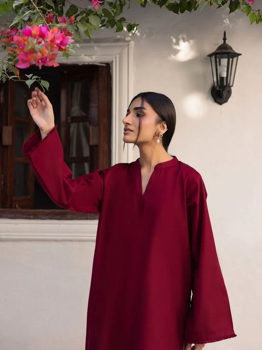 Bella Maroon Emb Co-ord Set