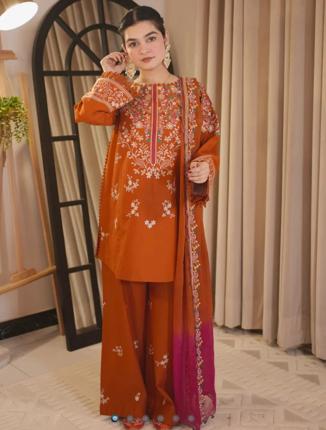 Zarqa Amber - Stitched 3 Piece Embroidered Dress